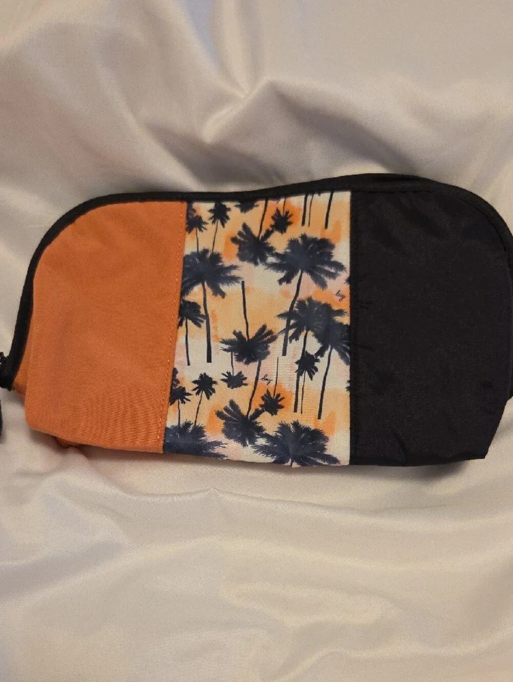 Lug Flash Black & Orange Palm-Print Travel Toiletry Bag